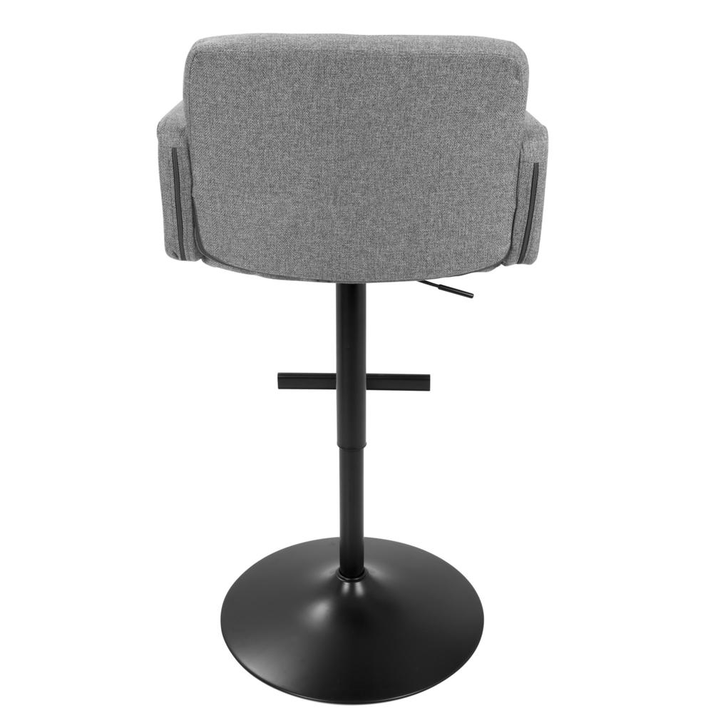 Stout Contemporary Adjustable Barstool with Swivel in Black with Grey Fabric. Picture 4