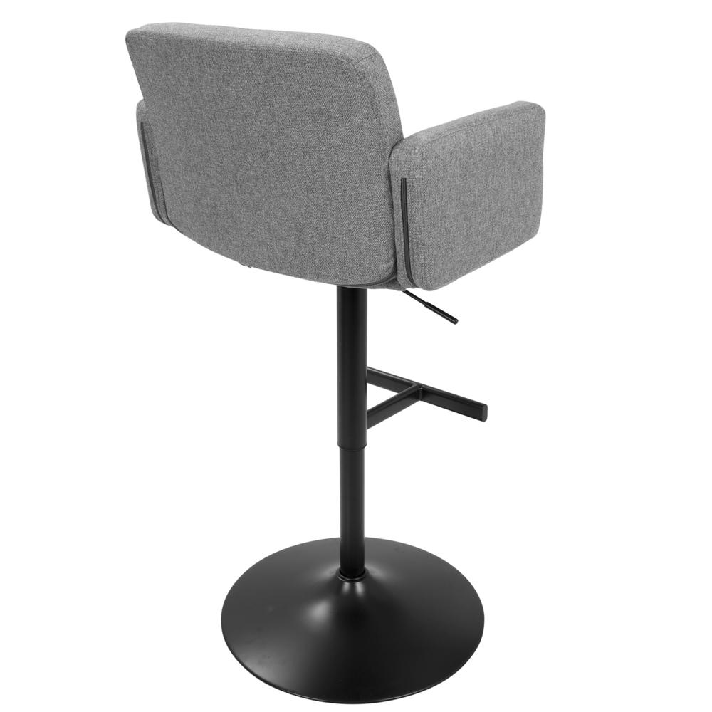 Stout Contemporary Adjustable Barstool with Swivel in Black with Grey Fabric. Picture 3