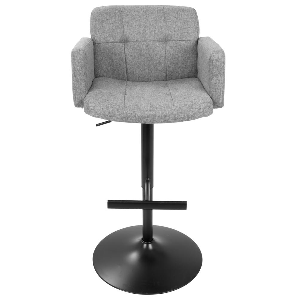 Stout Contemporary Adjustable Barstool with Swivel in Black with Grey Fabric. Picture 5