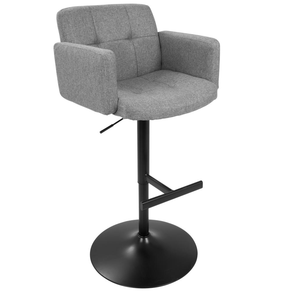 Stout Contemporary Adjustable Barstool with Swivel in Black with Grey Fabric. Picture 1