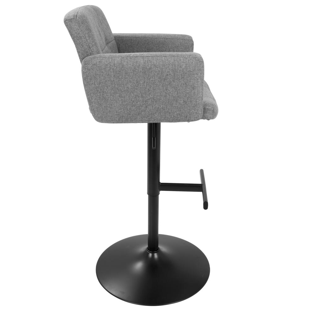 Stout Contemporary Adjustable Barstool with Swivel in Black with Grey Fabric. Picture 2
