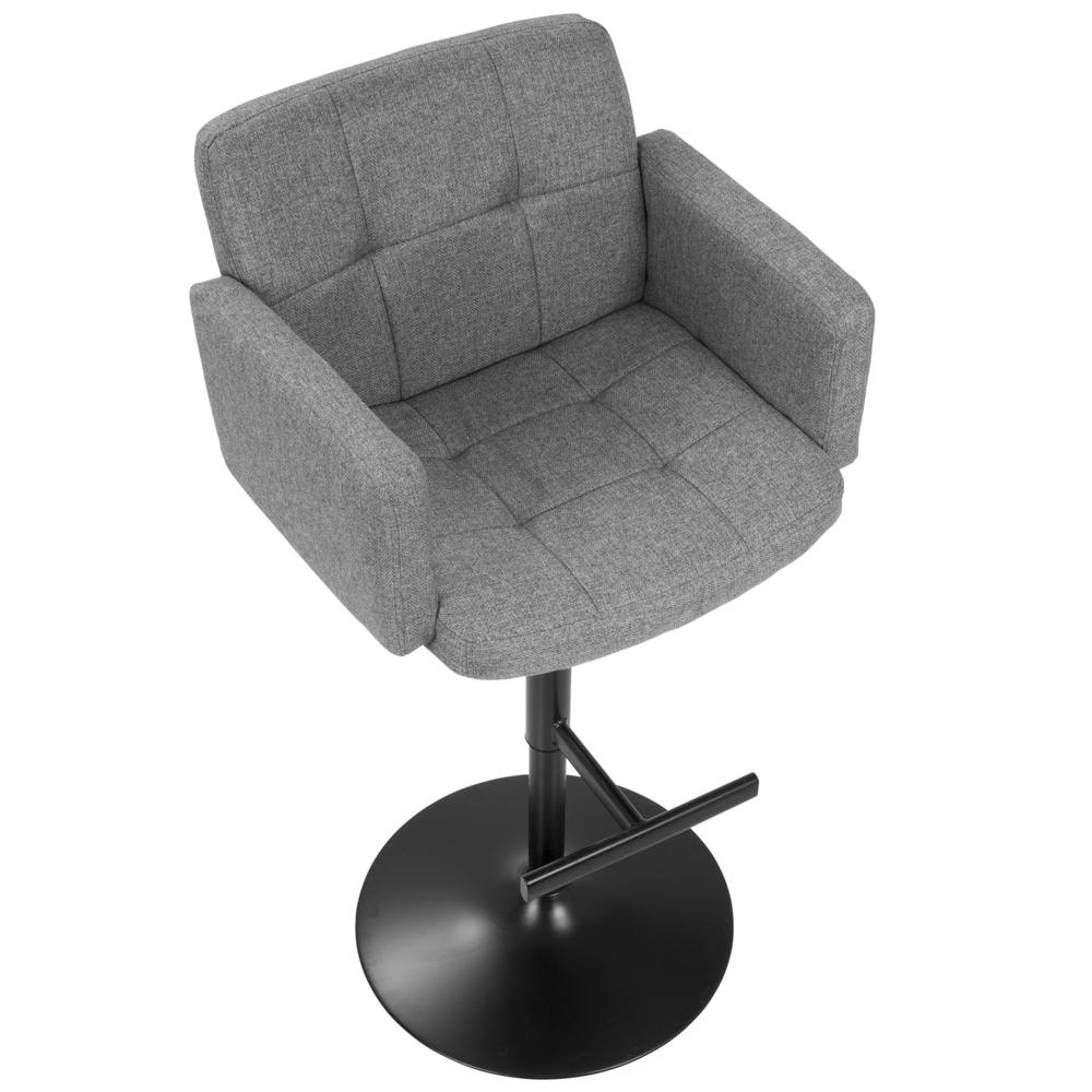 Stout Contemporary Adjustable Barstool with Swivel in Black with Grey Fabric. Picture 6