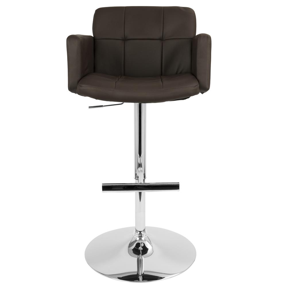 Stout Contemporary Adjustable Barstool with Swivel and Brown Faux Leather. Picture 5