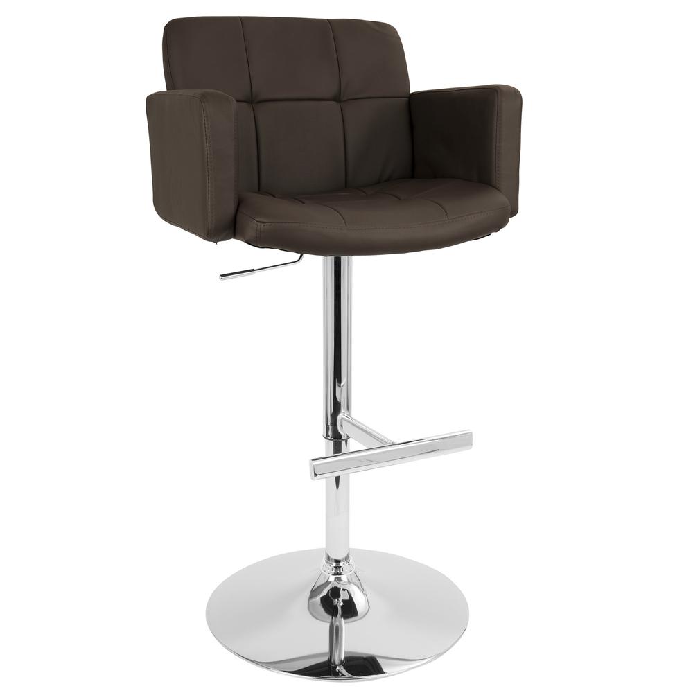 Stout Contemporary Adjustable Barstool with Swivel and Brown Faux Leather. Picture 1