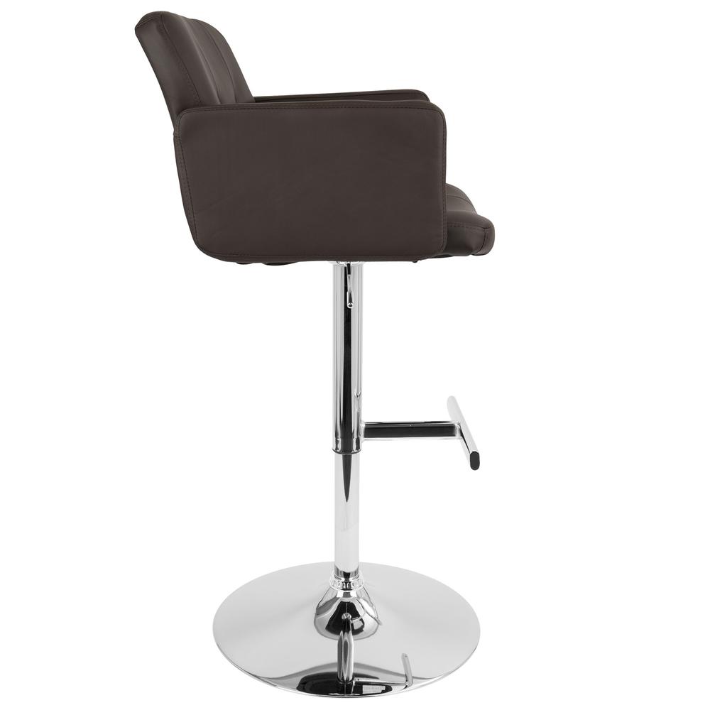Stout Contemporary Adjustable Barstool with Swivel and Brown Faux Leather. Picture 2