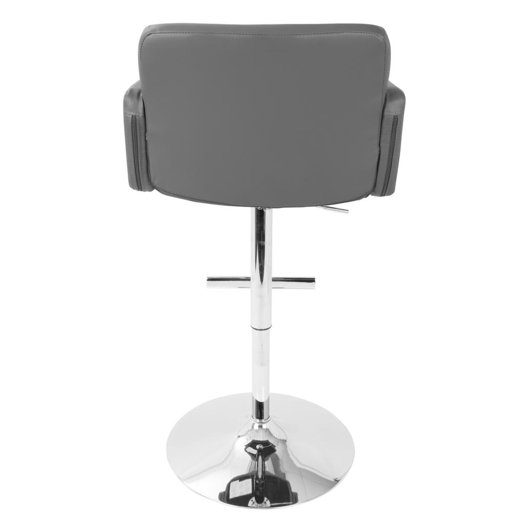 Stout Contemporary Adjustable Barstool with Swivel and Grey Faux Leather. Picture 4