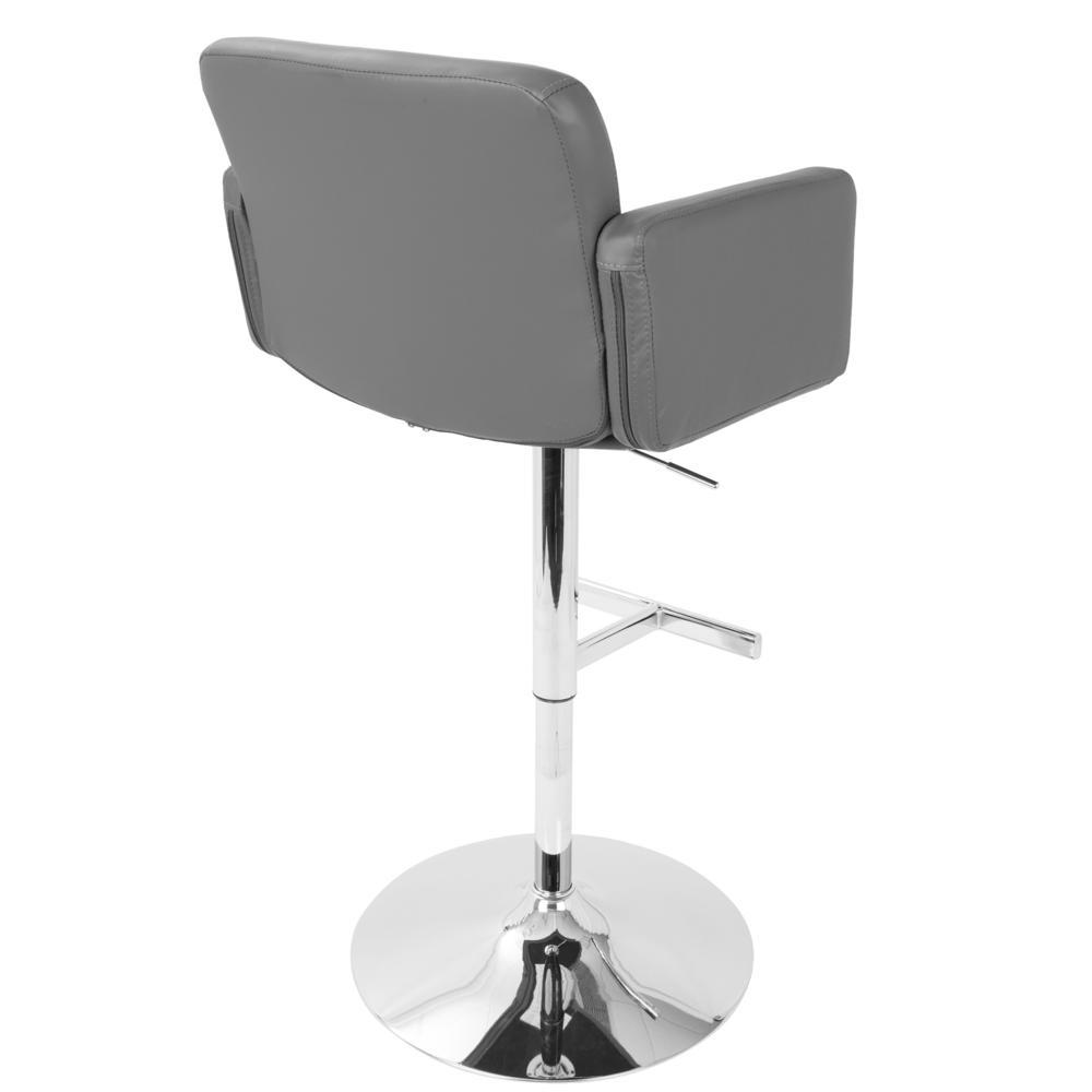 Stout Contemporary Adjustable Barstool with Swivel and Grey Faux Leather. Picture 3