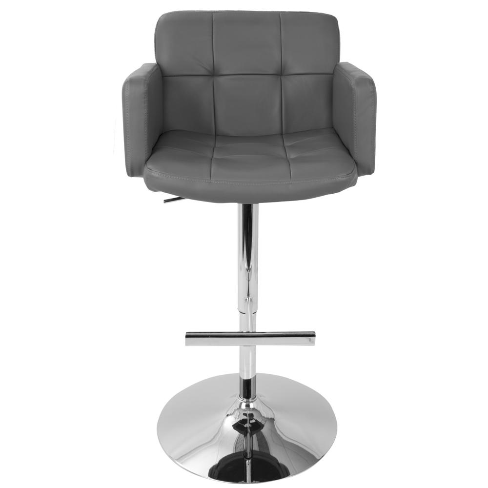 Stout Contemporary Adjustable Barstool with Swivel and Grey Faux Leather. Picture 5