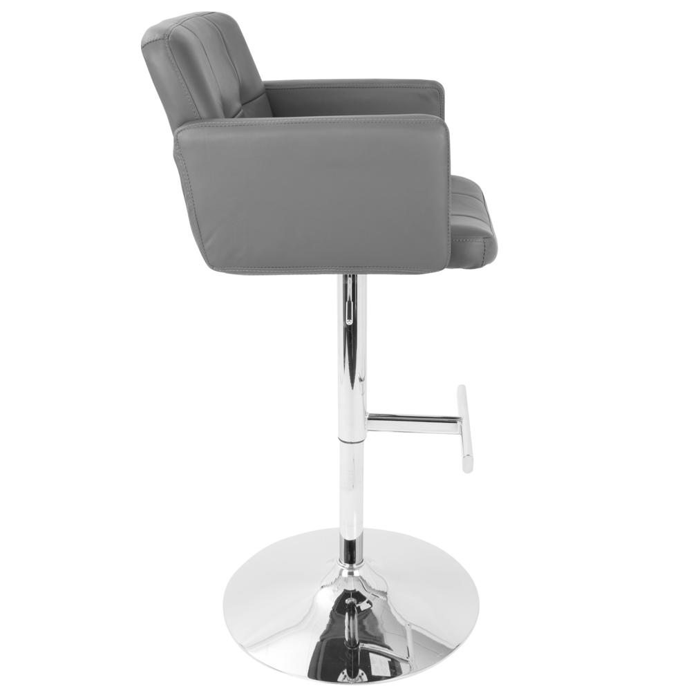 Stout Contemporary Adjustable Barstool with Swivel and Grey Faux Leather. Picture 2