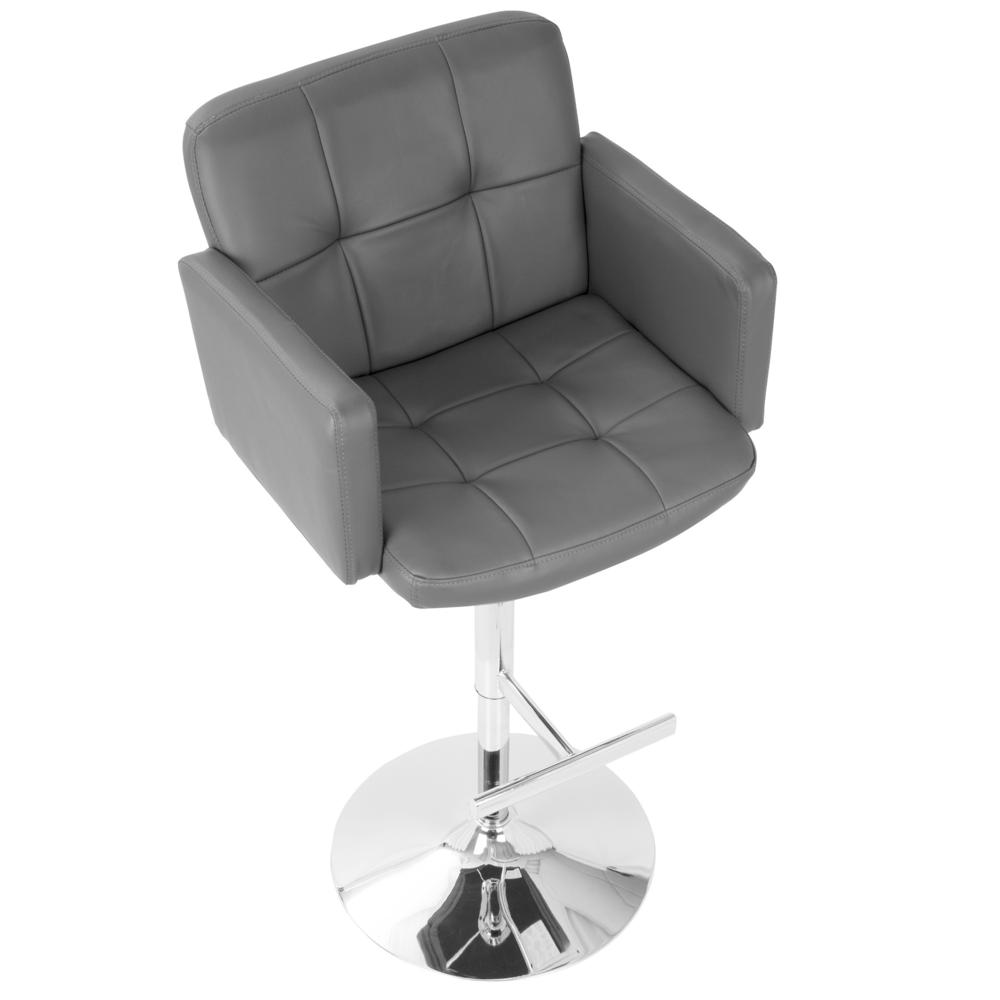 Stout Contemporary Adjustable Barstool with Swivel and Grey Faux Leather. Picture 6