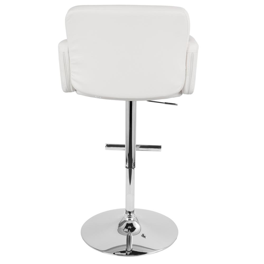 Stout Contemporary Adjustable Barstool with Swivel and White Faux Leather. Picture 4