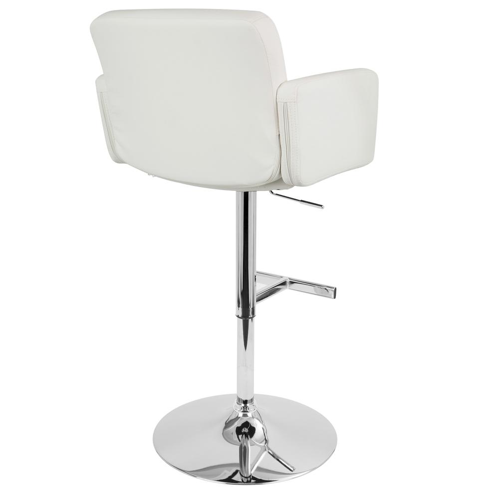 Stout Contemporary Adjustable Barstool with Swivel and White Faux Leather. Picture 3