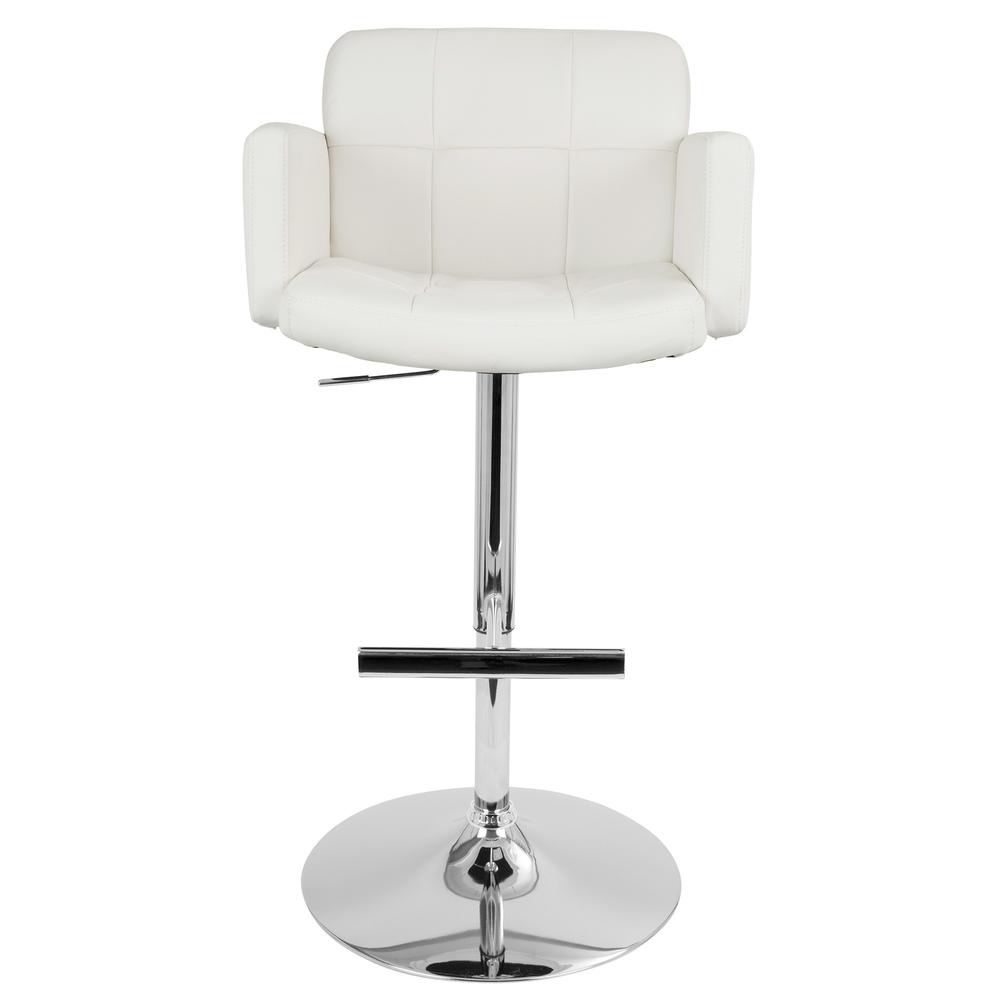 Stout Contemporary Adjustable Barstool with Swivel and White Faux Leather. Picture 5