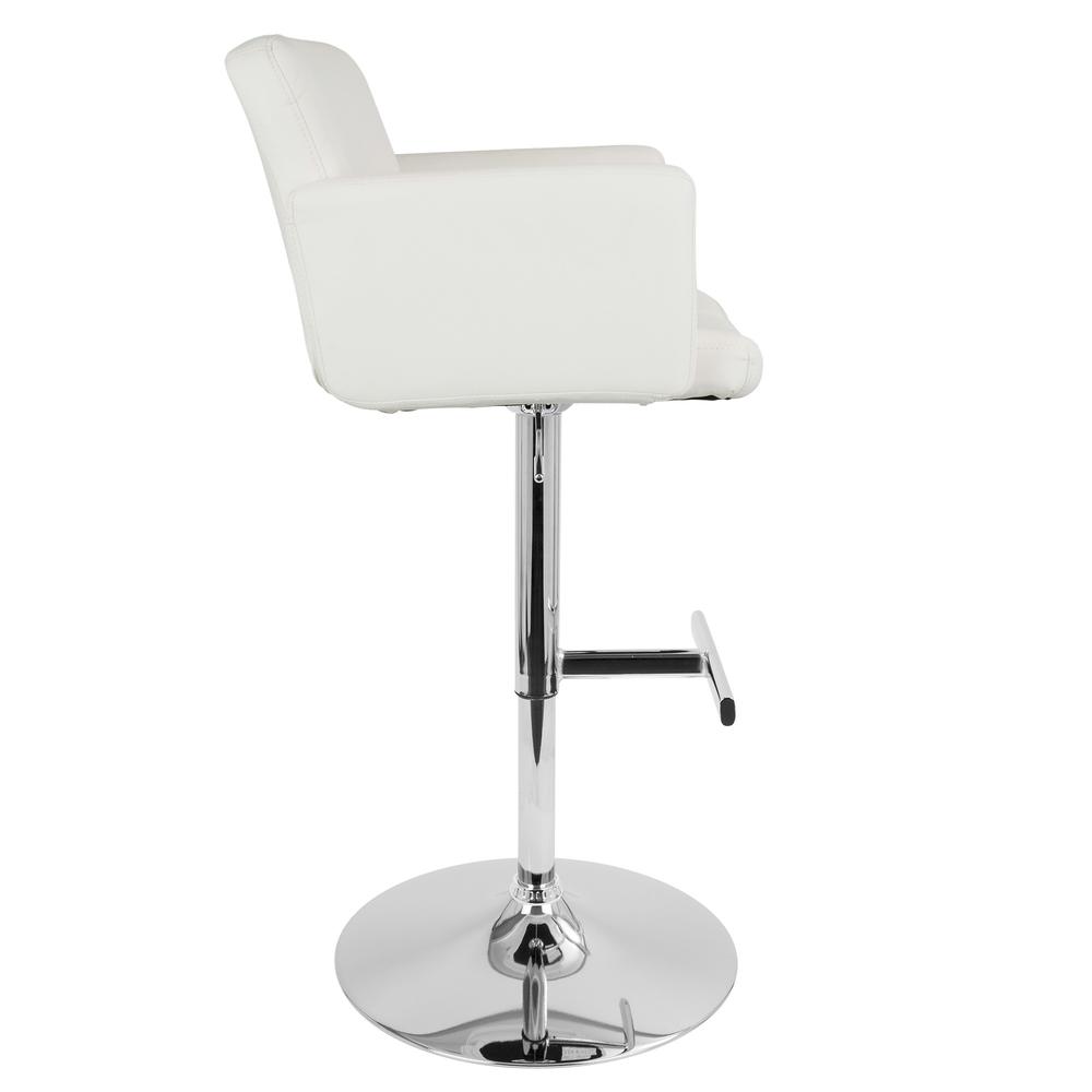 Stout Contemporary Adjustable Barstool with Swivel and White Faux Leather. Picture 2