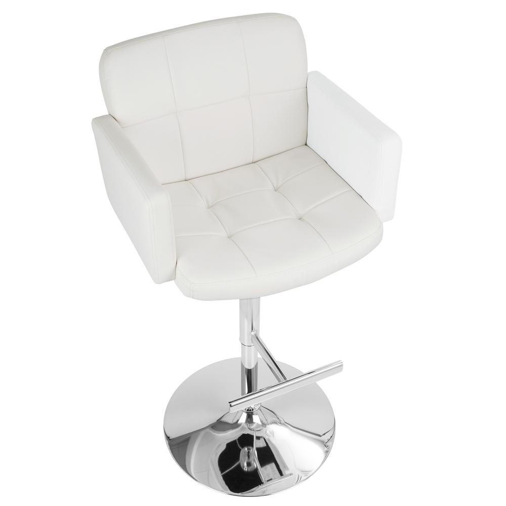 Stout Contemporary Adjustable Barstool with Swivel and White Faux Leather. Picture 6