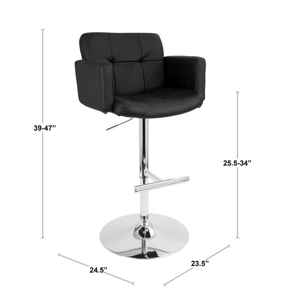 Stout Contemporary Adjustable Barstool with Swivel and Black Faux Leather. Picture 8