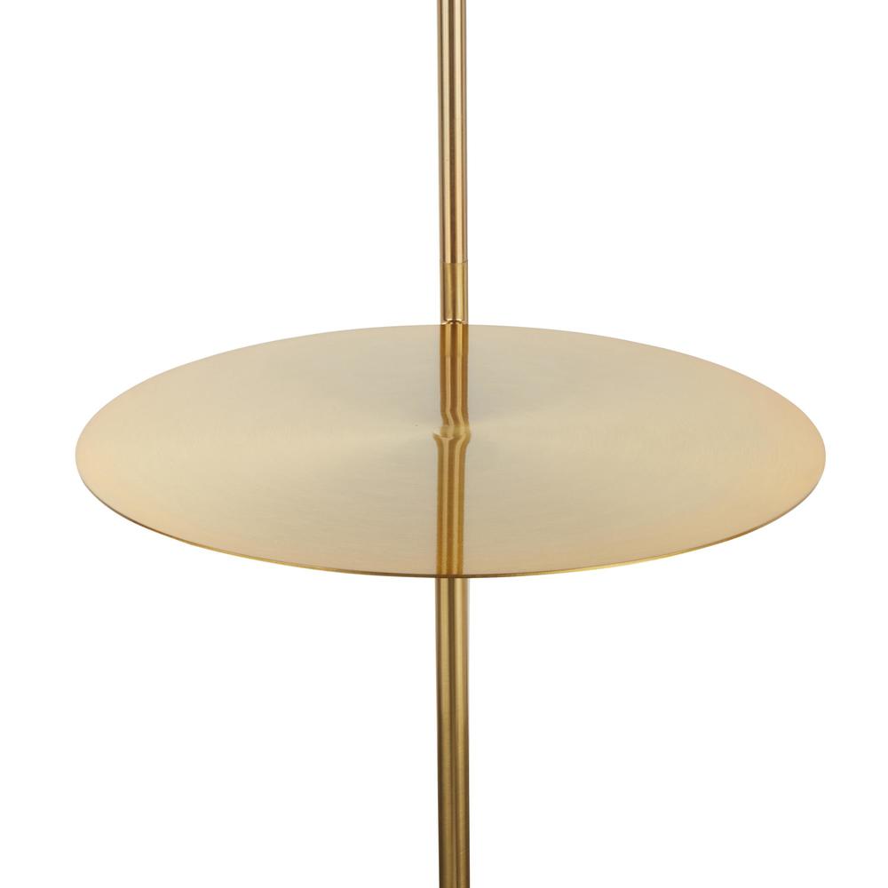 White Marble, Gold Metal, White Shade Symbol Floor Lamp with Side Table. Picture 8