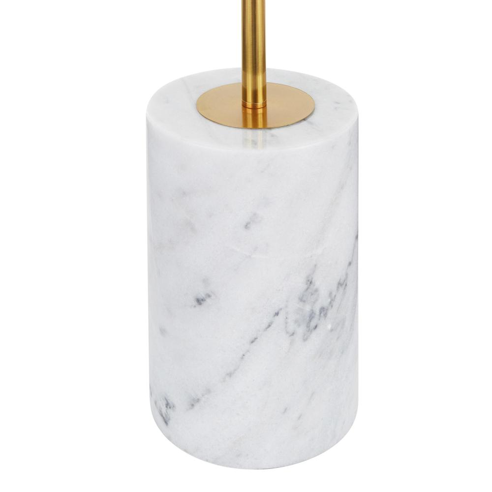 White Marble, Gold Metal, White Shade Symbol Floor Lamp with Side Table. Picture 10