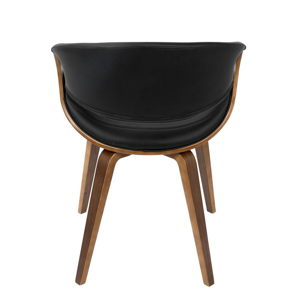 Symphony Mid-Century Modern Dining/Accent Chair in Walnut Wood and Black Faux Leather. Picture 4