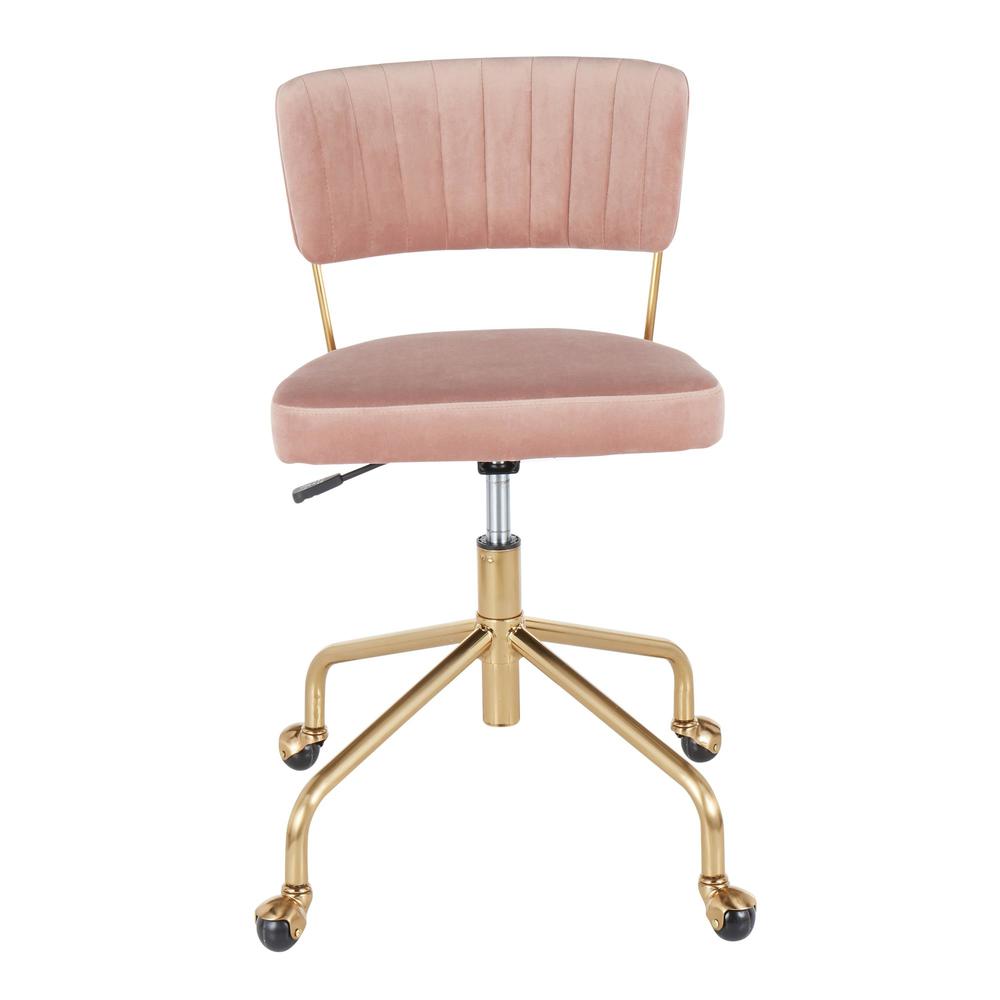 Tania Contemporary Task Chair in Gold Metal and Pink Velvet. Picture 5