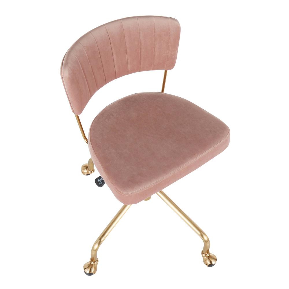 Tania Contemporary Task Chair in Gold Metal and Pink Velvet. Picture 6