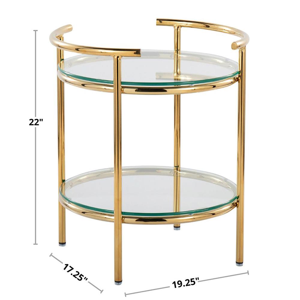 Gold Metal, Clear Glass Rhonda Side Table. Picture 7