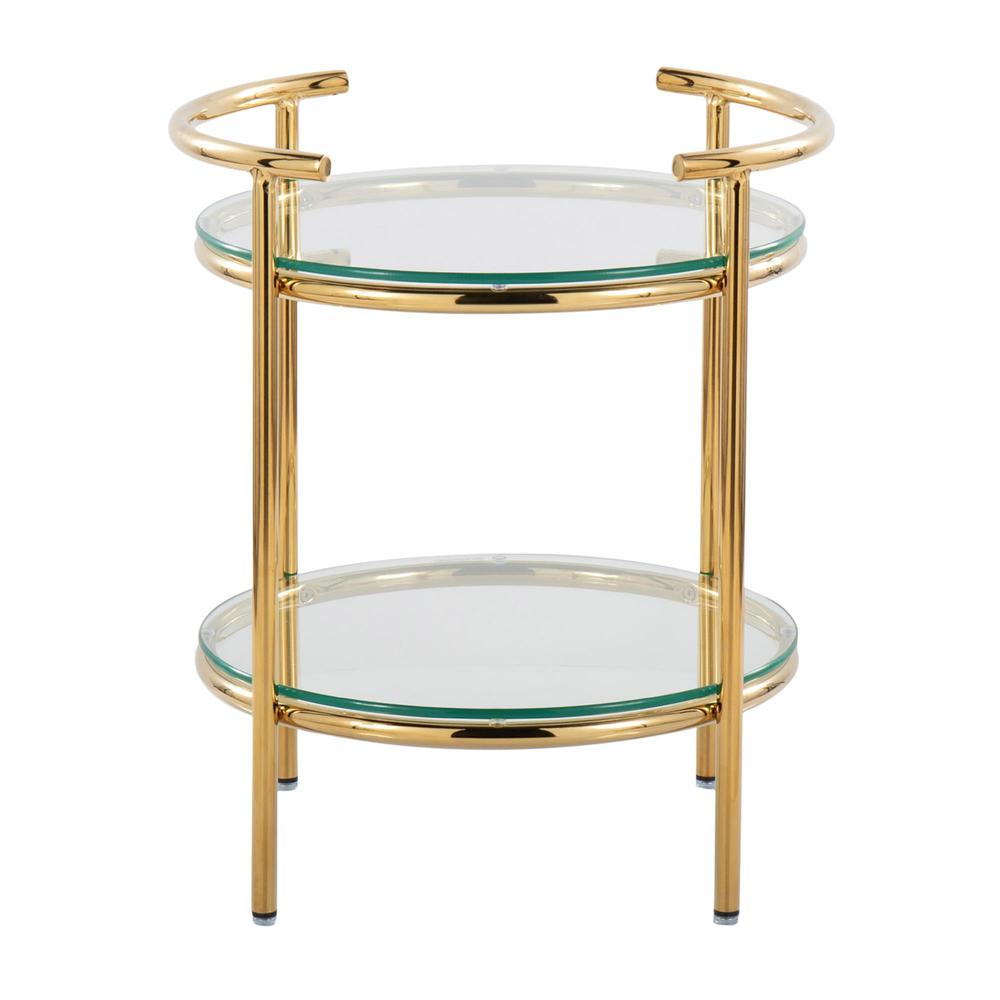 Gold Metal, Clear Glass Rhonda Side Table. Picture 4