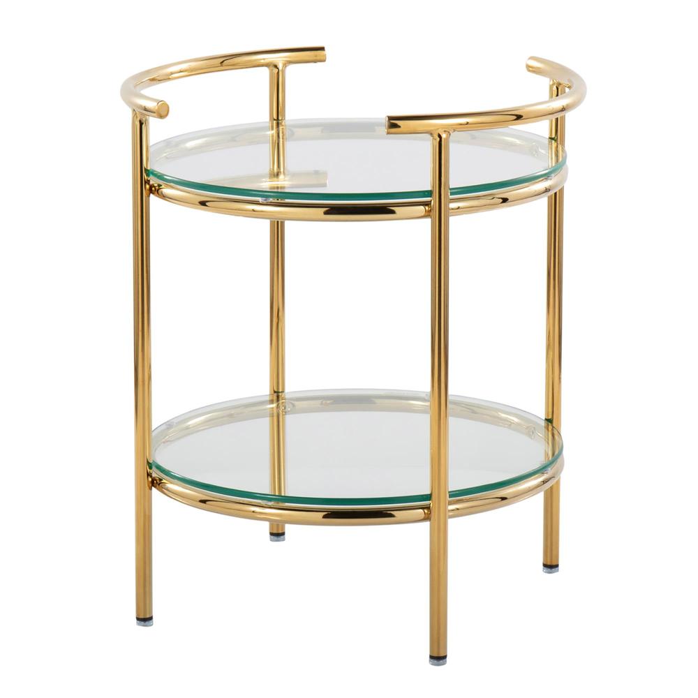 Gold Metal, Clear Glass Rhonda Side Table. Picture 3