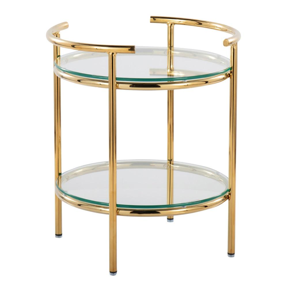 Gold Metal, Clear Glass Rhonda Side Table. Picture 1