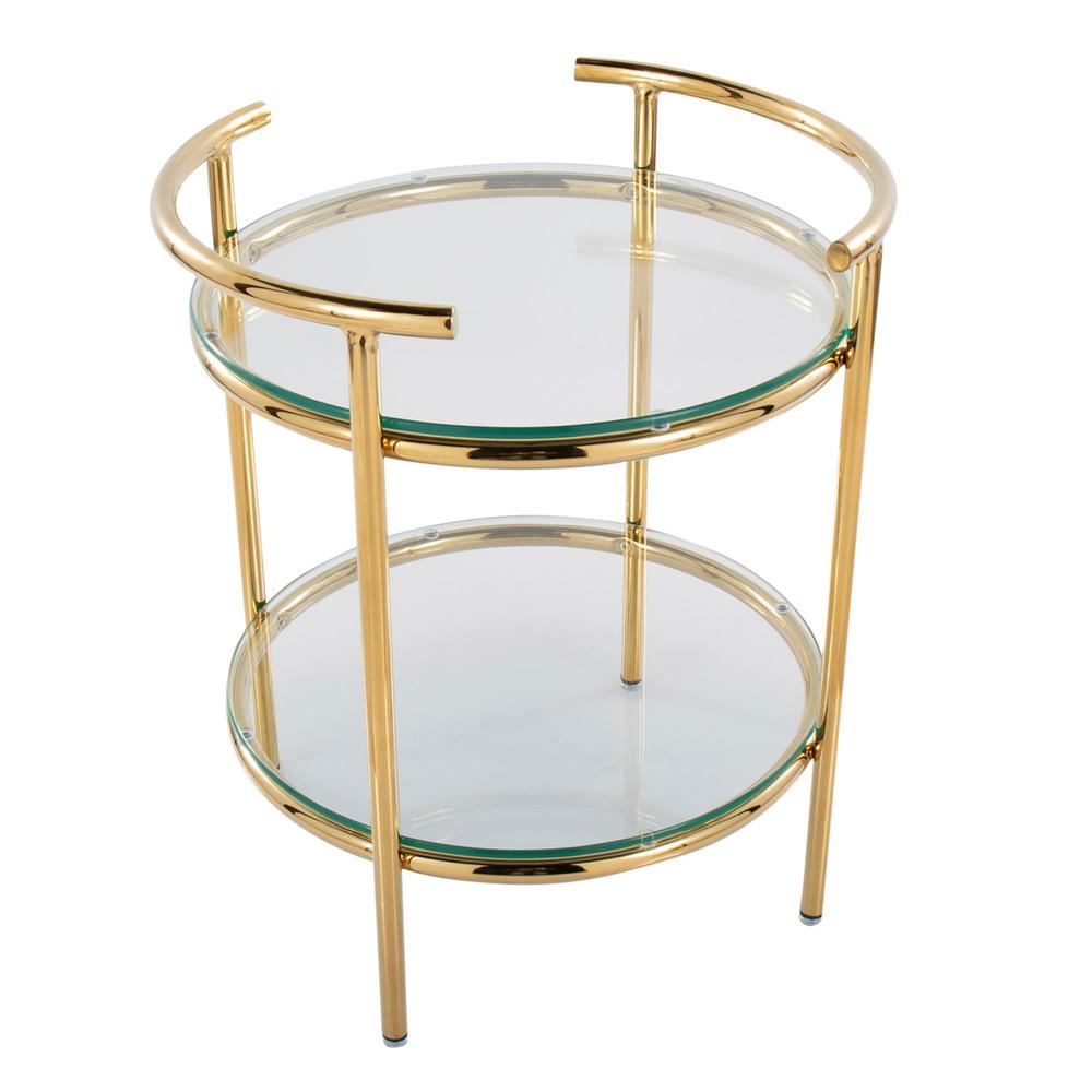 Gold Metal, Clear Glass Rhonda Side Table. Picture 6
