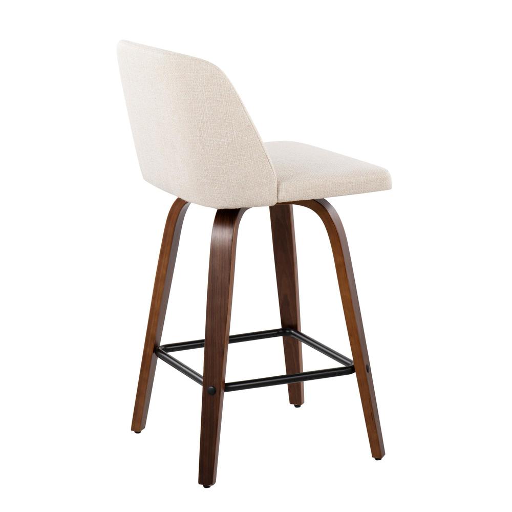 Walnut Wood, Cream Noise Fabric, Black Steel Toriano Counter Stool - Set of 2. Picture 8