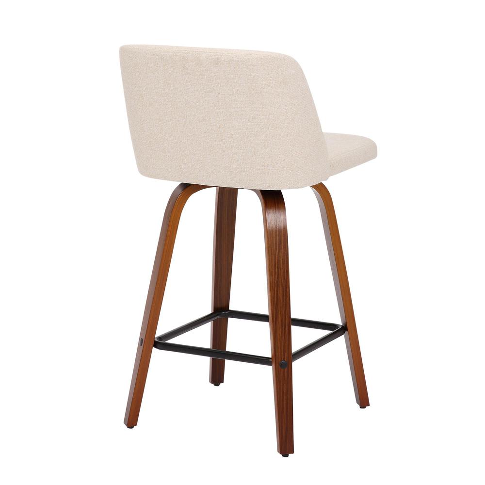 Walnut Wood, Cream Noise Fabric, Black Steel Toriano Counter Stool - Set of 2. Picture 7