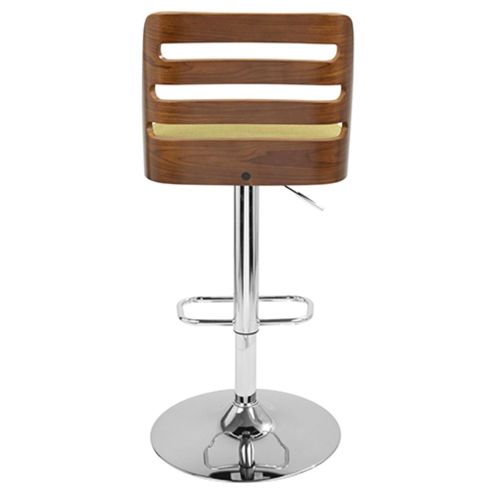 Trevi Mid-Century Modern Adjustable Barstool with Swivel in Walnut and Green. Picture 4