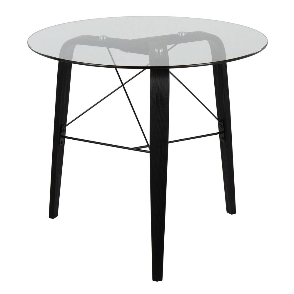 Black Wood, Clear Glass Trilogy Round Dinette Table. Picture 4
