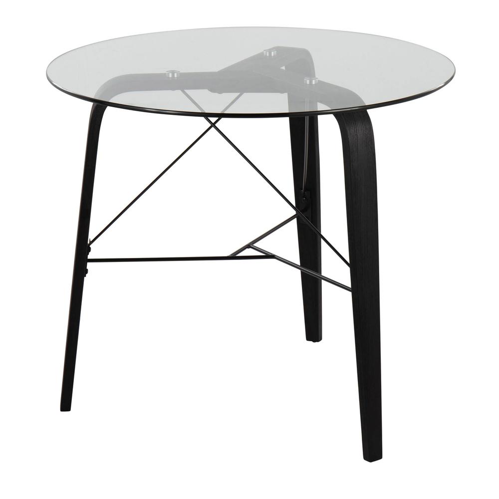 Black Wood, Clear Glass Trilogy Round Dinette Table. Picture 3