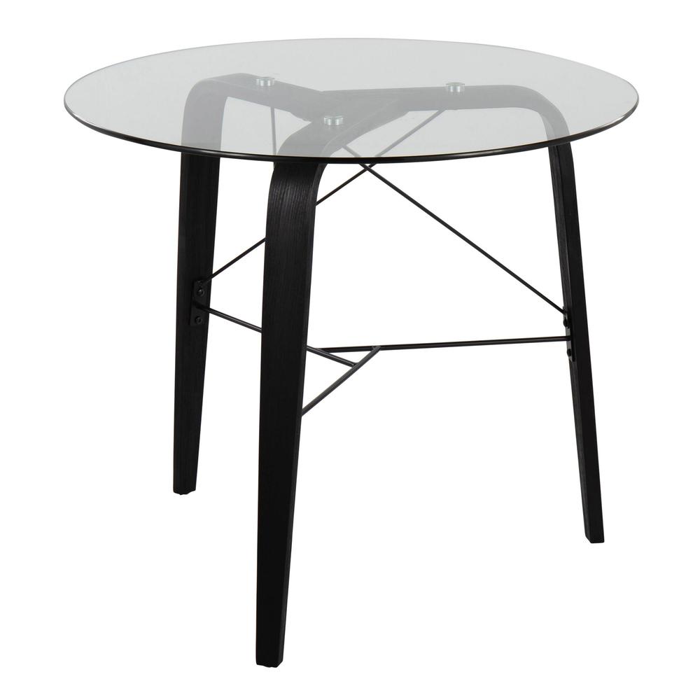 Black Wood, Clear Glass Trilogy Round Dinette Table. Picture 1