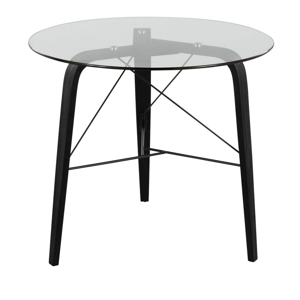 Black Wood, Clear Glass Trilogy Round Dinette Table. Picture 2