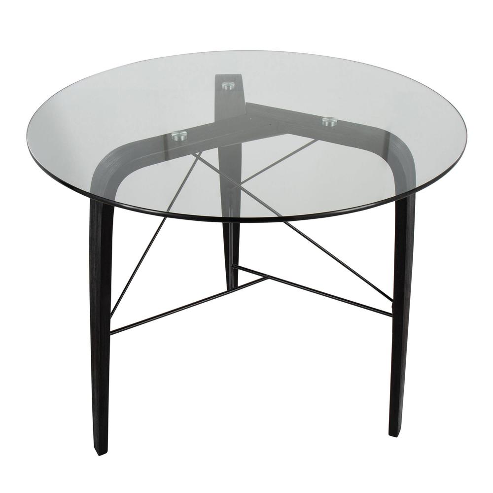 Black Wood, Clear Glass Trilogy Round Dinette Table. Picture 5