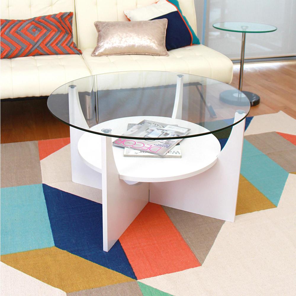 U Shaped Contemporary Coffee Table in White. Picture 3
