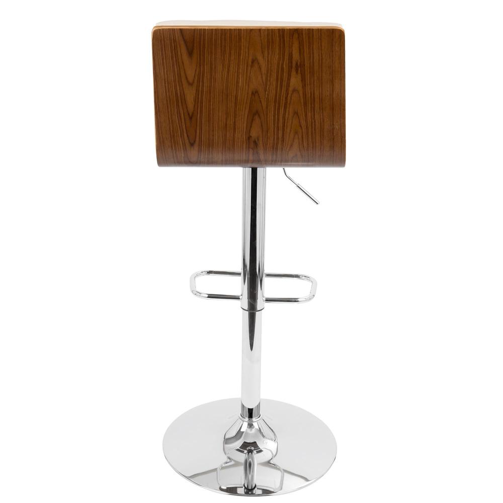 Vasari Mid-Century Modern Adjustable Barstool with Swivel in Walnut and Cream Faux Leather. Picture 5