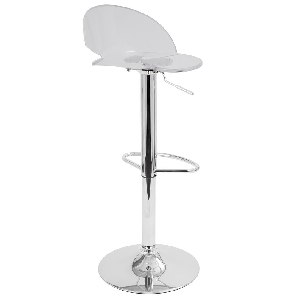Venti Contemporary Adjustable Barstool with Swivel in Clear Acrylic. Picture 3