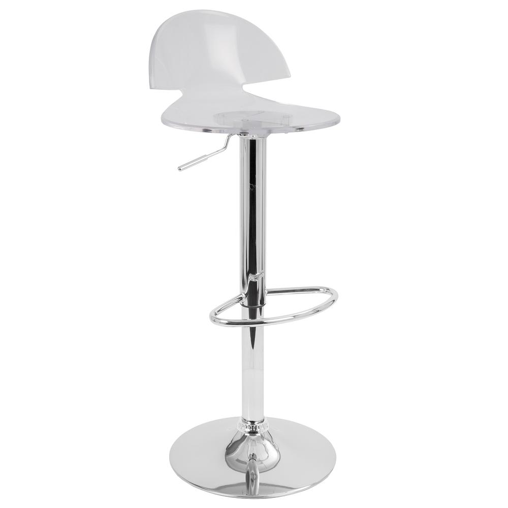 Venti Contemporary Adjustable Barstool with Swivel in Clear Acrylic. Picture 1