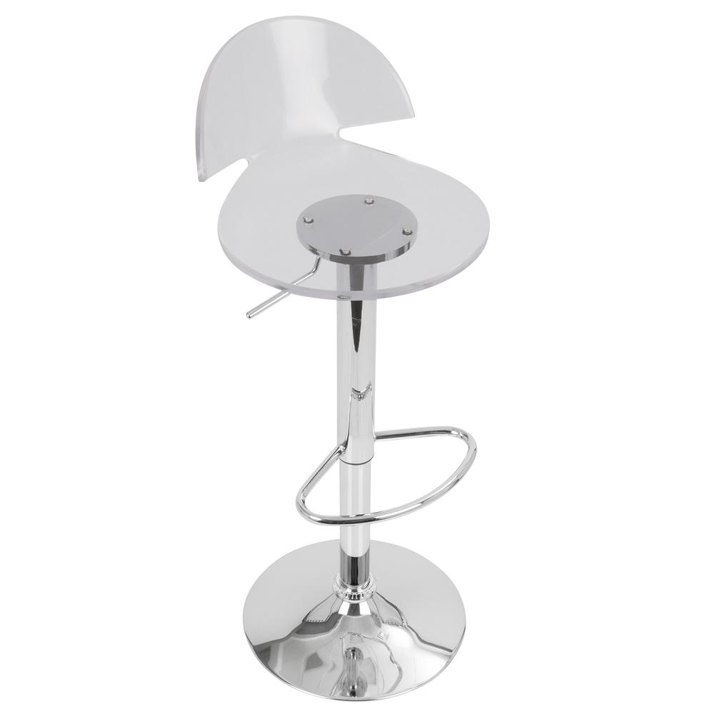 Venti Contemporary Adjustable Barstool with Swivel in Clear Acrylic. Picture 6