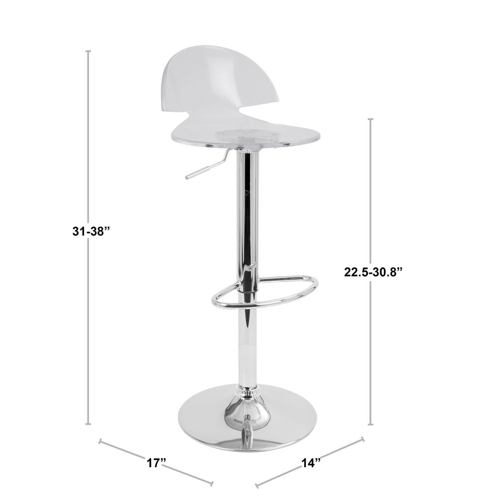 Venti Contemporary Adjustable Barstool with Swivel in Clear Acrylic. Picture 7