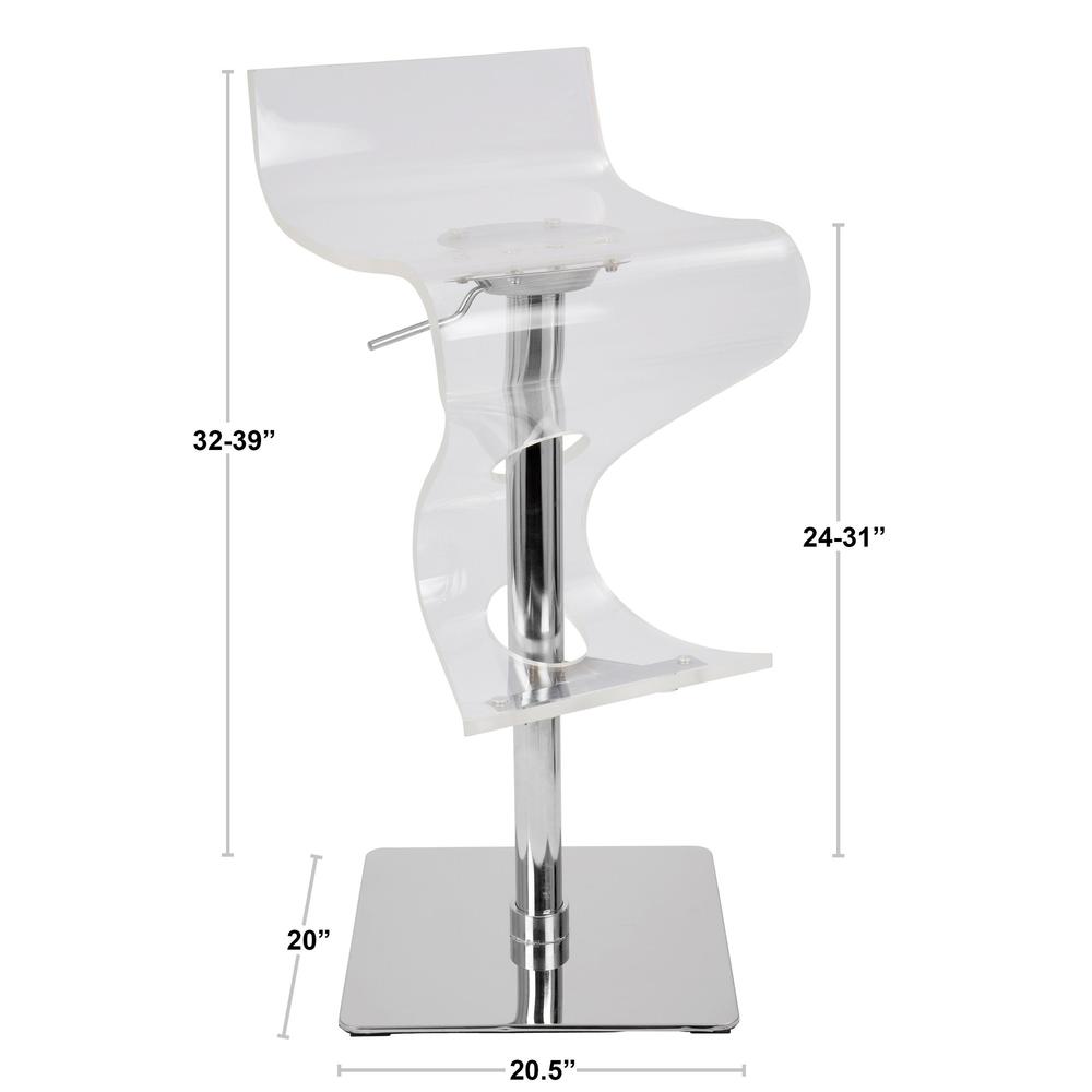 Viva Contemporary Adjustable Barstool with Swivel in Clear Acrylic. Picture 7