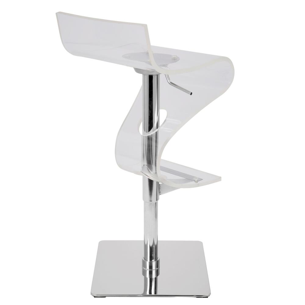 Viva Contemporary Adjustable Barstool with Swivel in Clear Acrylic. Picture 3