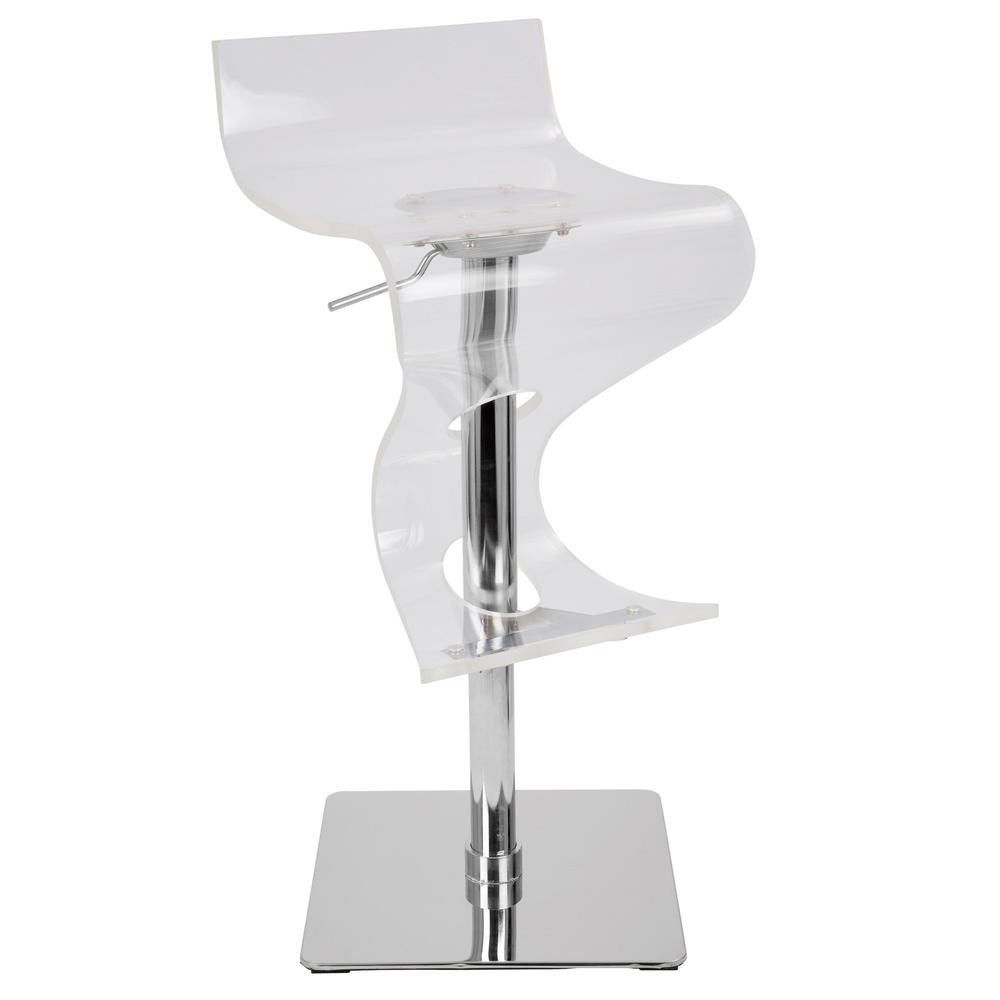 Viva Contemporary Adjustable Barstool with Swivel in Clear Acrylic. Picture 1