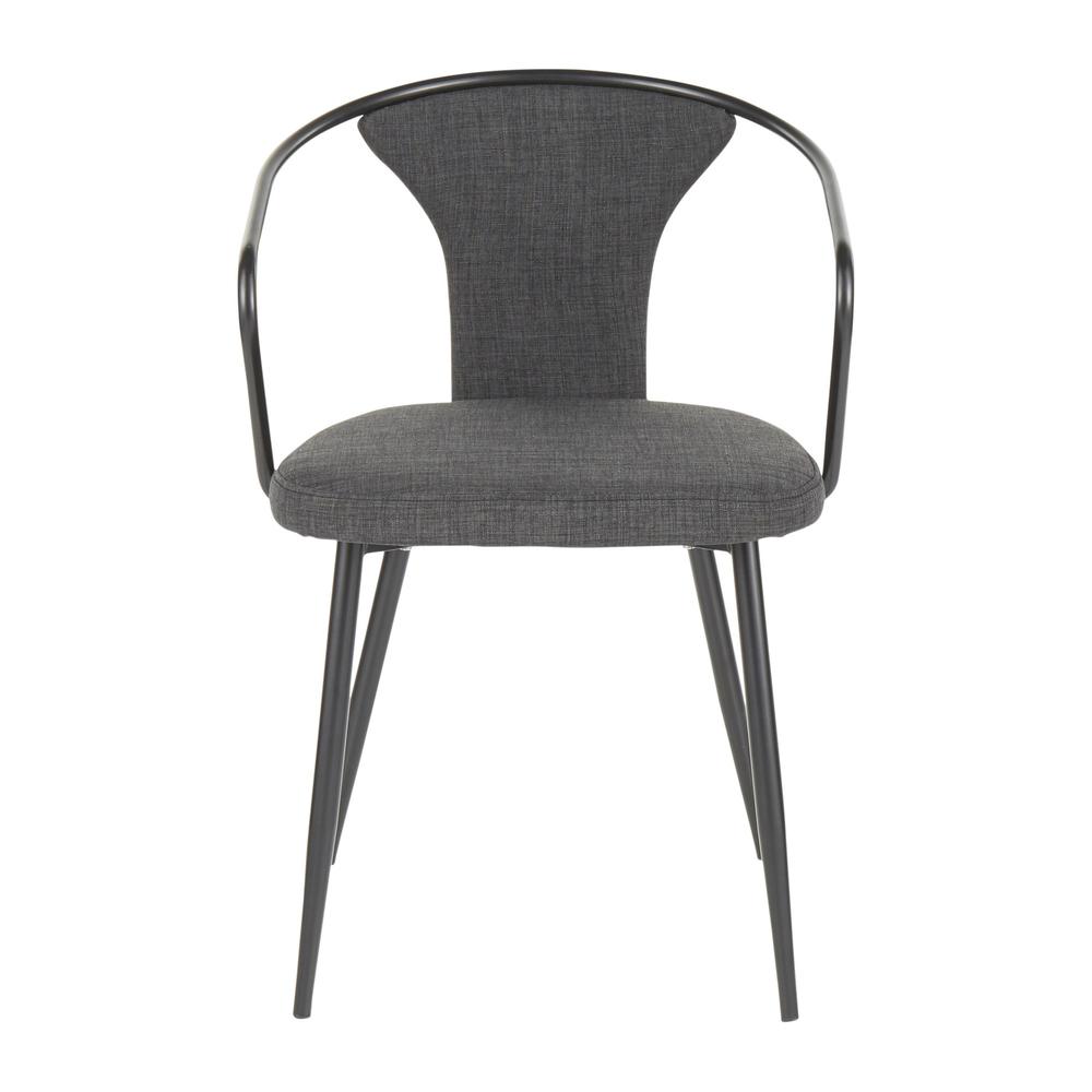 Waco Industrial Upholstered Chair in Black Metal and Dark Grey Fabric.. Picture 5