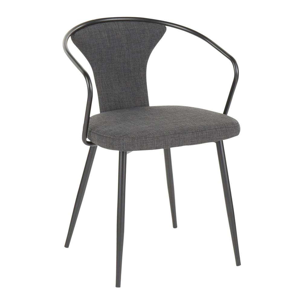 Black Metal, Grey Fabric Waco Upholstered Chair. Picture 1