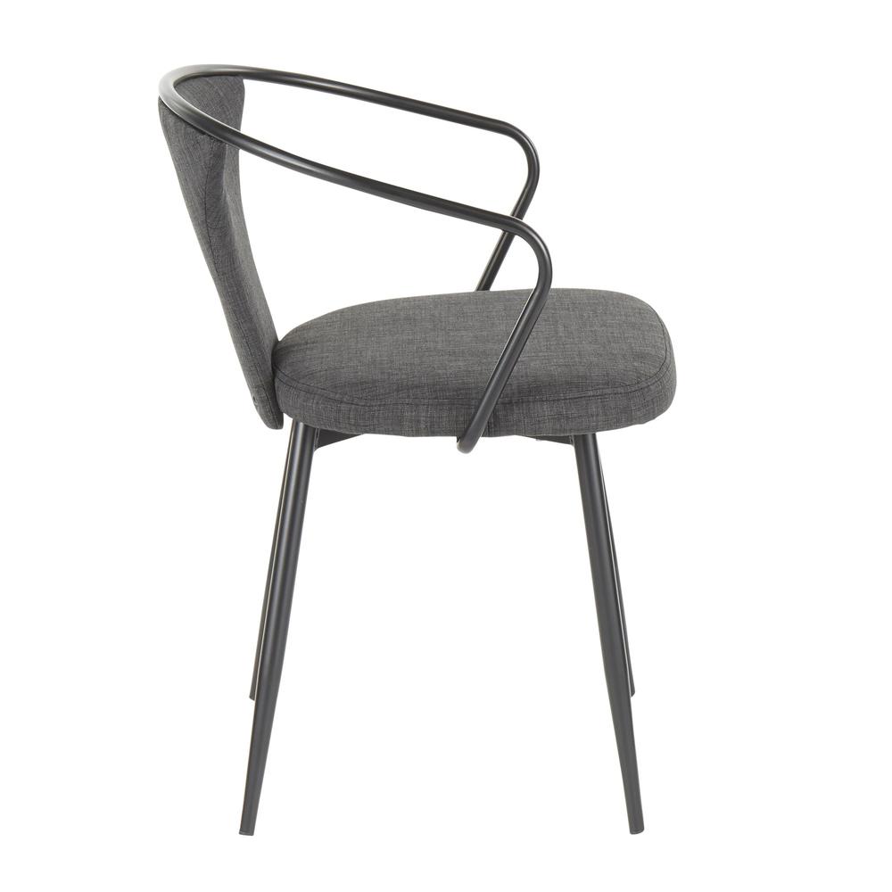 Waco Industrial Upholstered Chair in Black Metal and Dark Grey Fabric.. Picture 2